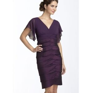 After Five Dark Purple Cocktail Party Midi Dress